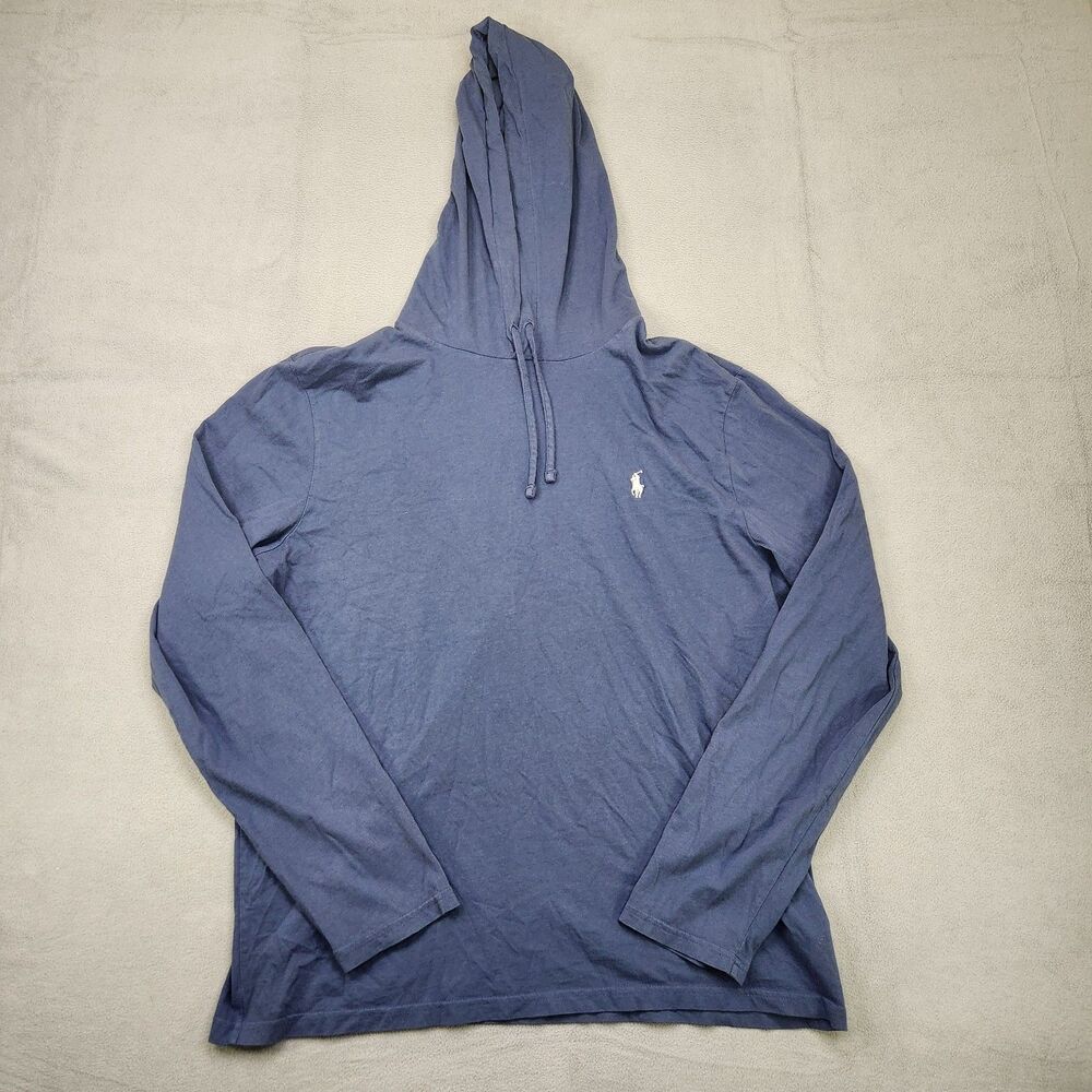 Polo Ralph Lauren Hoodie Men's Size L Blue Long Sleeve‎ Lightweight Stretch Pony